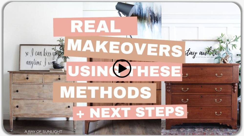 collage of before and after furniture makeovers