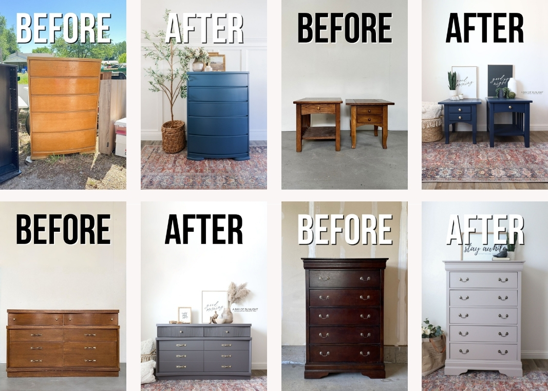 dresser and nightstands painted in 1 day